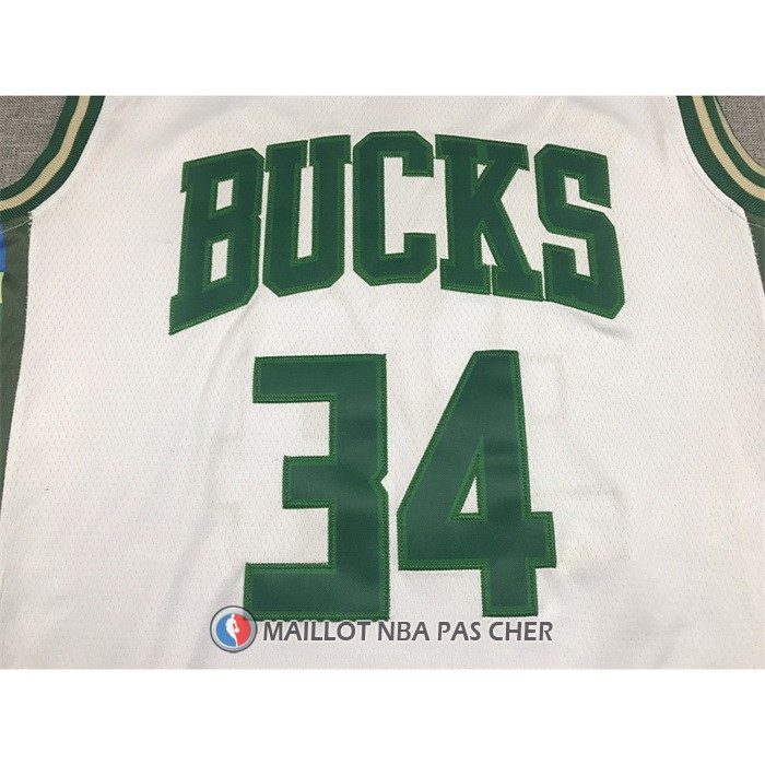 Maillot Milwaukee Bucks Giannis Antetokounmpo NO 34 Ville 2021-22 Blanc